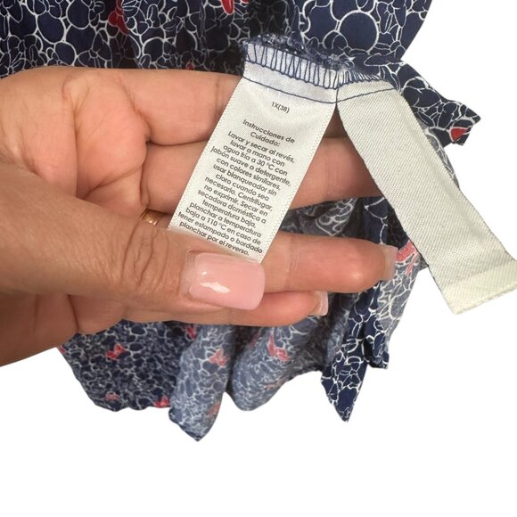 Disney Minnie Mouse Women SZ 1X  Navy Bow Print Shirt Dress 3/4 Sleeve V-Neck - Picture 6 of 15